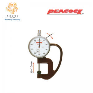 Đồng hồ đo độ dày Peacock, Model: G (0~10mm, 0.01mm, Ø10mm)